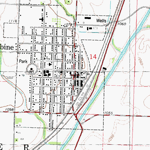 Topographic Map of Woodbine Public Library, IA