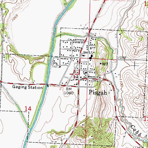 Topographic Map of Pisgah Post Office, IA