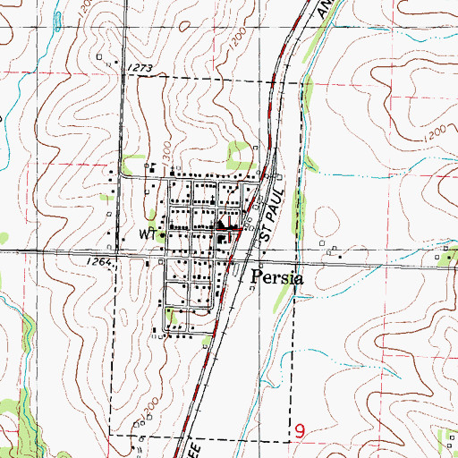 Topographic Map of Persia Post Office, IA