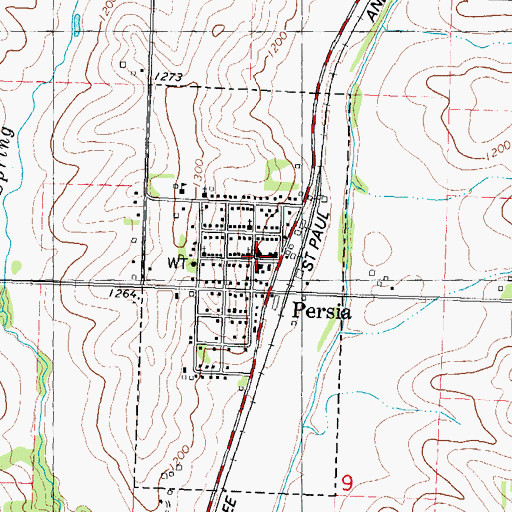 Topographic Map of Persia City Hall, IA