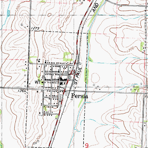 Topographic Map of Persia, IA