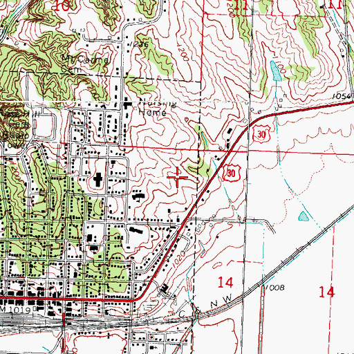 Topographic Map of Missouri Valley High School, IA