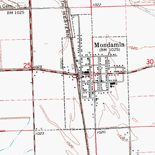 Topographic Map of Mondamin City Hall, IA