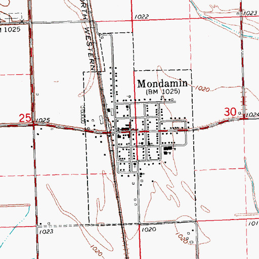 Topographic Map of Mondamin Public Library, IA