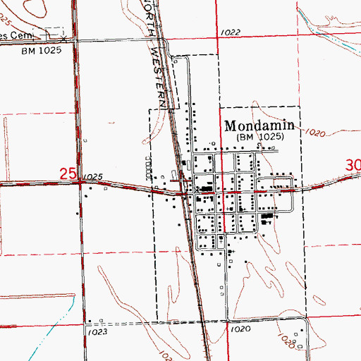 Topographic Map of Mondamin, IA