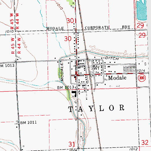 Topographic Map of Modale Post Office, IA