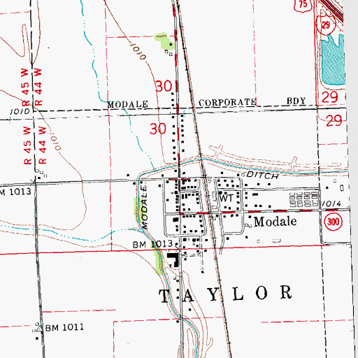Topographic Map of Modale Fire Department, IA