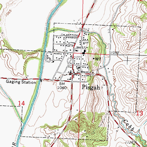 Topographic Map of Pisgah City Hall, IA