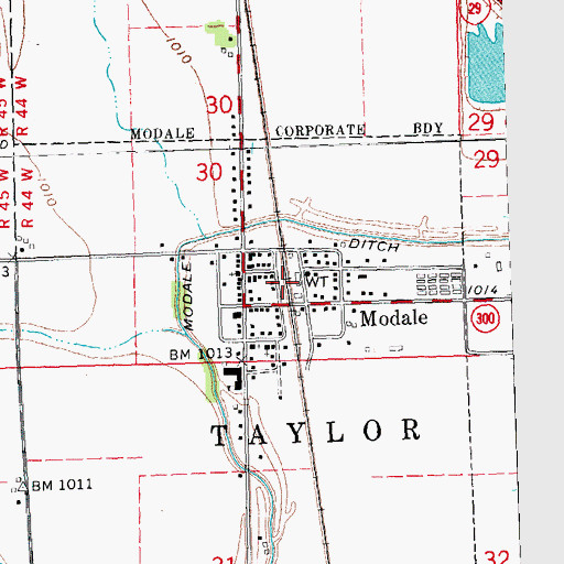 Topographic Map of Modale, IA