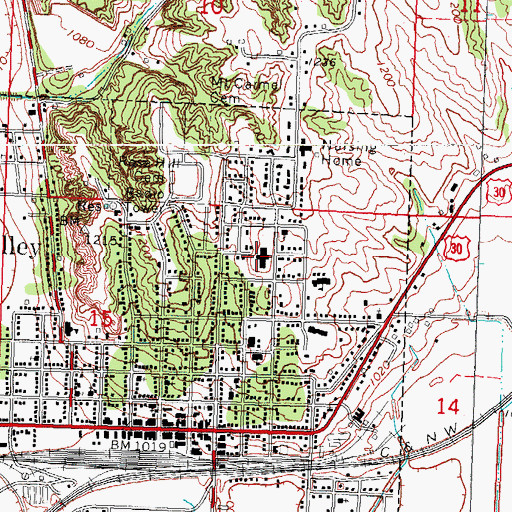 Topographic Map of CHI Health Missouri Valley Hospital, IA