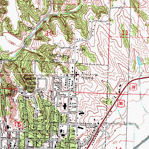 Topographic Map of Longview Home, IA