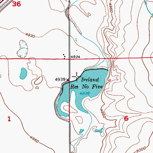 Topographic Map of Ireland Number 5 Dam, CO