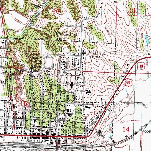 Topographic Map of First Lutheran Church, IA