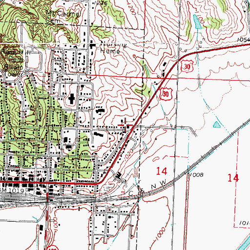 Topographic Map of Missouri Valley Congregational Church, IA