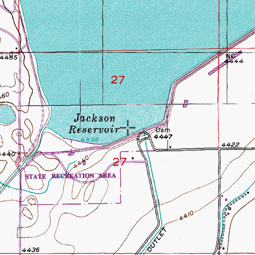 Topographic Map of Jackson Lake Dam, CO
