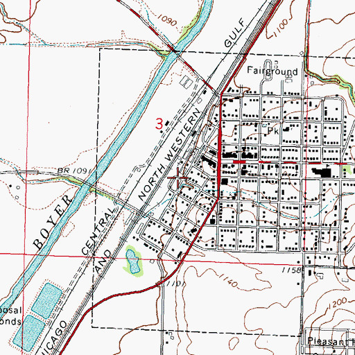 Topographic Map of Dunlap Farmers Co-op Elevator, IA