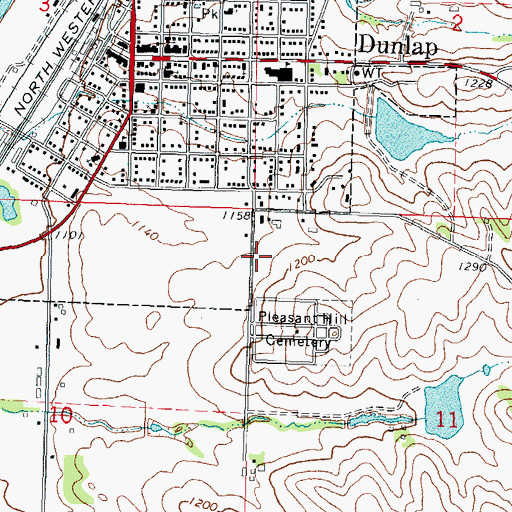 Topographic Map of Dunlap Golf Club, IA