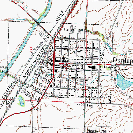 Topographic Map of Dunlap Public Library, IA
