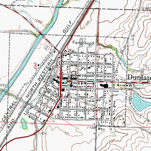 Topographic Map of Dunlap Post Office, IA