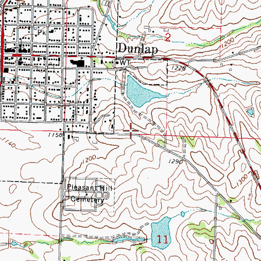 Topographic Map of Dunlap Care Center, IA