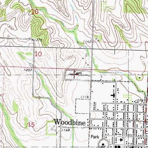 Topographic Map of Woodbine Cemetery, IA