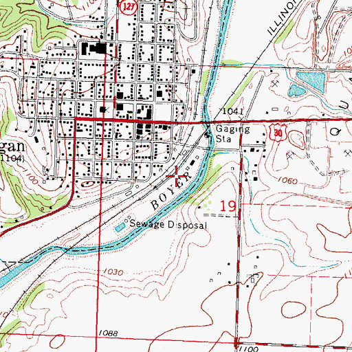 Topographic Map of Logan Cemetery, IA
