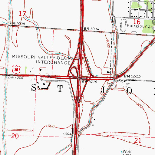 Topographic Map of Interchange 75, IA