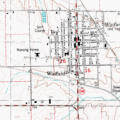 Topographic Map of Winfield Post Office, IA