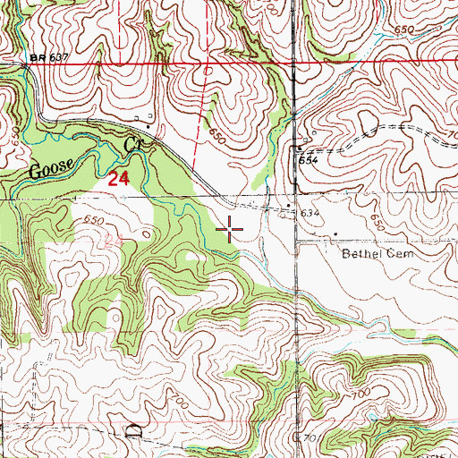 Topographic Map of Bethel Post Office (historical), IA