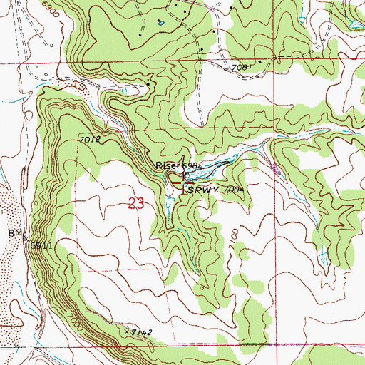 Topographic Map of Kiowa Creek Watershed Q-51 Dam, CO