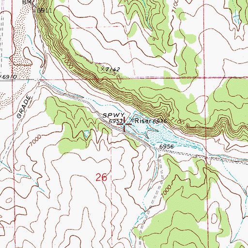 Topographic Map of Kiowa Creek Watershed R-3 Dam, CO