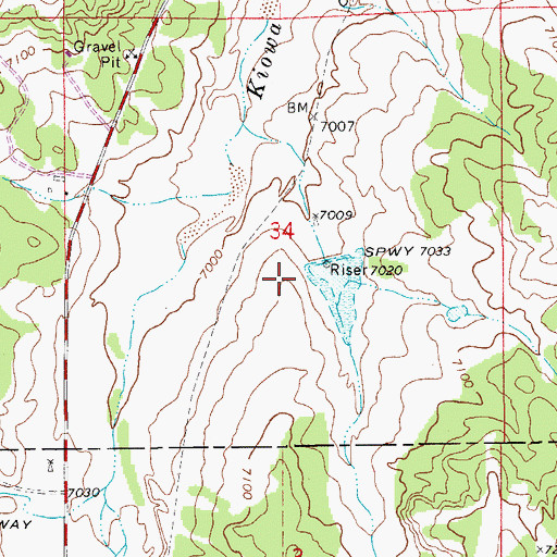Topographic Map of Kiowa Creek Watershed V-67 Dam, CO