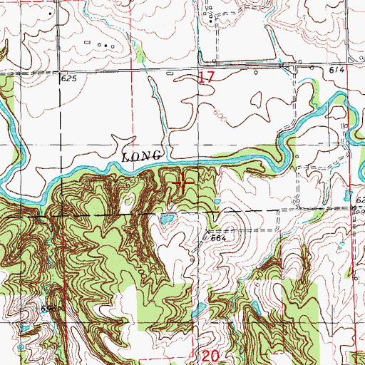 Topographic Map of Cairo Woods Wildlife Area, IA