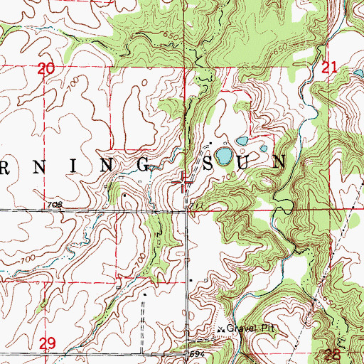 Topographic Map of Baird Timber, IA
