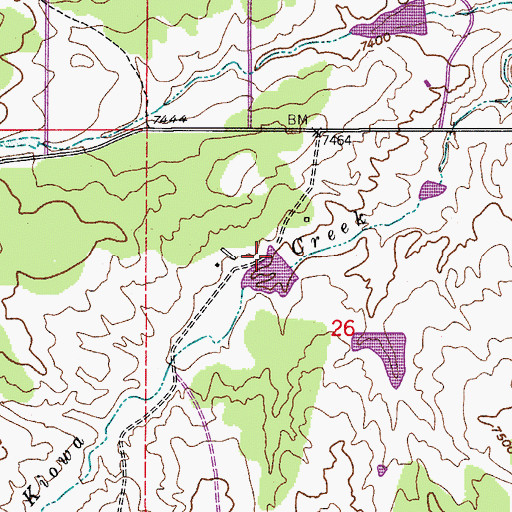 Topographic Map of Kiowa Creek Watershed 1-P-10 Dam, CO