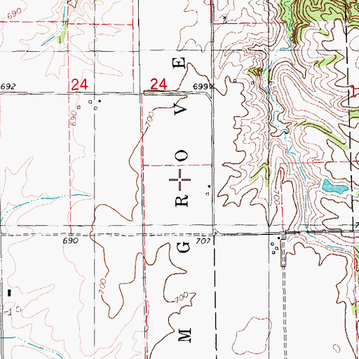 Topographic Map of Spring Run Post Office (historical), IA