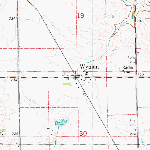 Topographic Map of Wyman (historical), IA