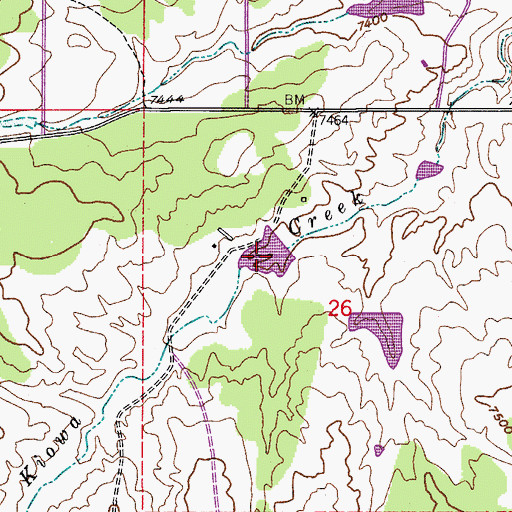 Topographic Map of Kiowa Creek Watershed 1-P-10 Reservoir, CO
