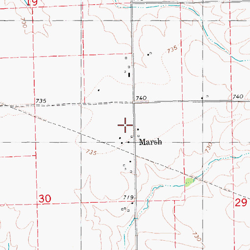 Topographic Map of Marsh Post Office (historical), IA