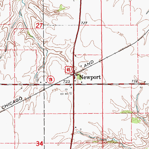 Topographic Map of Newport Post Office (historical), IA