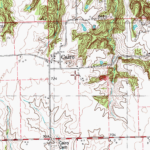 Topographic Map of Cairo Post Office (historical), IA
