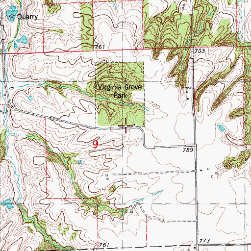 Topographic Map of Virginia Grove Post Office (historical), IA