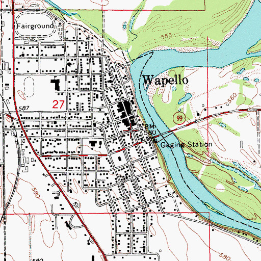 Topographic Map of Wapello Public Library, IA