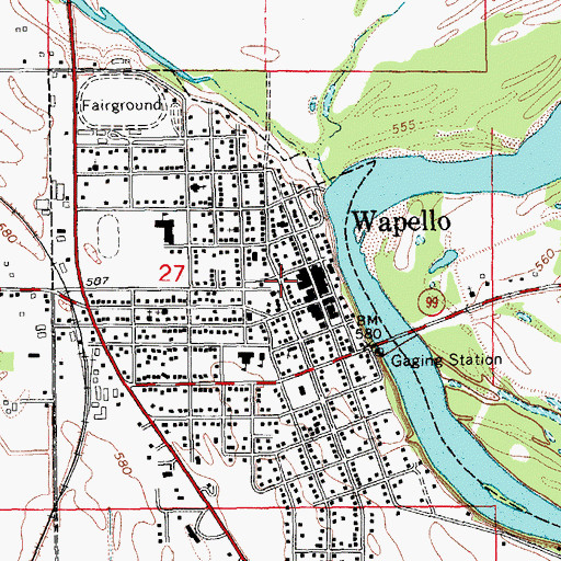 Topographic Map of Wapello City Hall, IA
