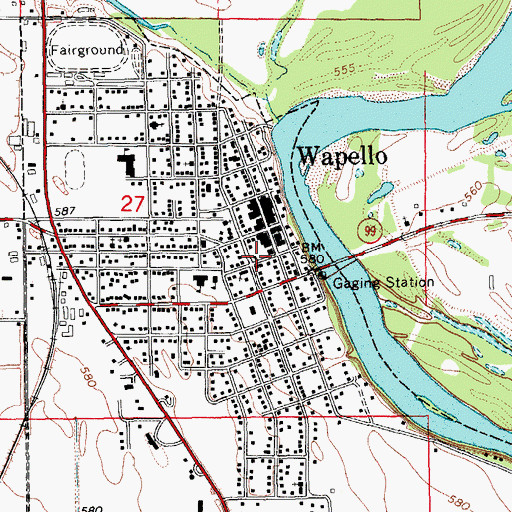 Topographic Map of Wapello Post Office, IA