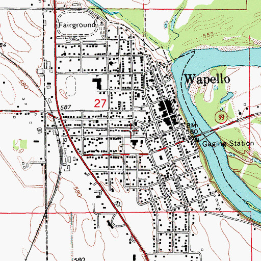 Topographic Map of Wapello Dental Health Care Center, IA
