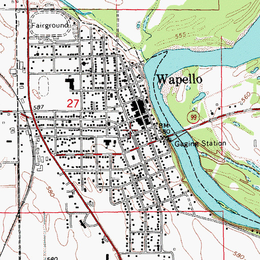 Topographic Map of Wapello Chiropractic Center, IA