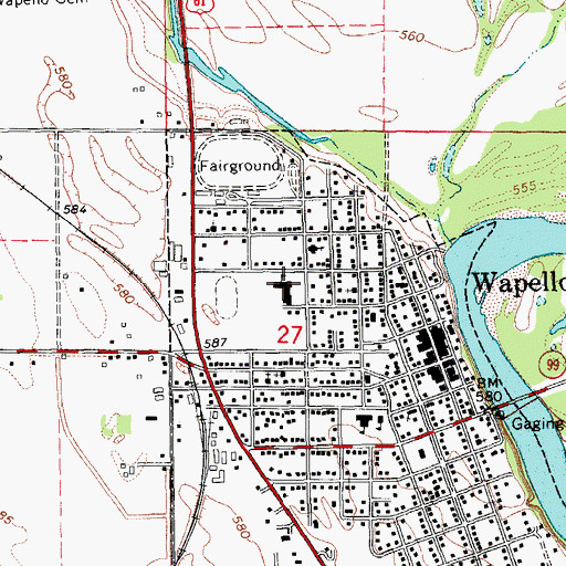 Topographic Map of Wapello Elementary School, IA