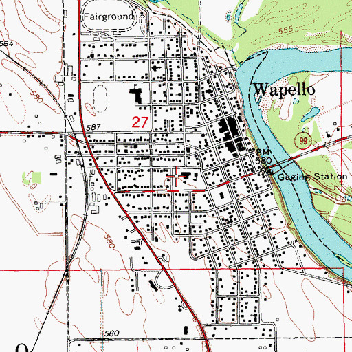 Topographic Map of Wapello Senior High School, IA