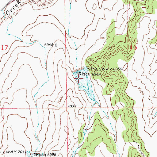 Topographic Map of Kiowa Creek Watershed 1-W-20 Reservoir, CO